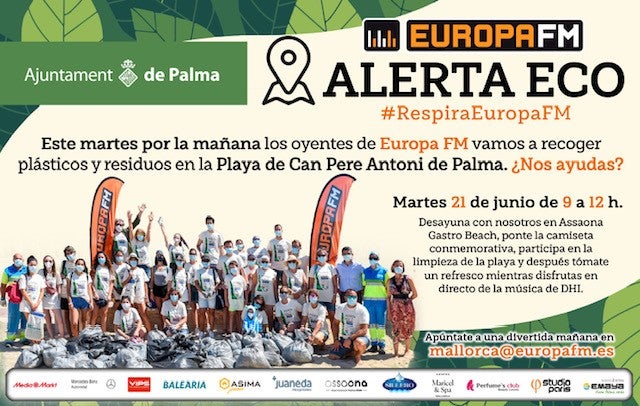 Apúntate a la tradicional recogida de residuos en la playa de Can Pere Antoni con Europa FM y el Ayuntamiento de Palma Apúntate a la tradicional recogida de residuos en la playa de Can Pere Antoni con Europa FM y el Ayuntamiento de Palma