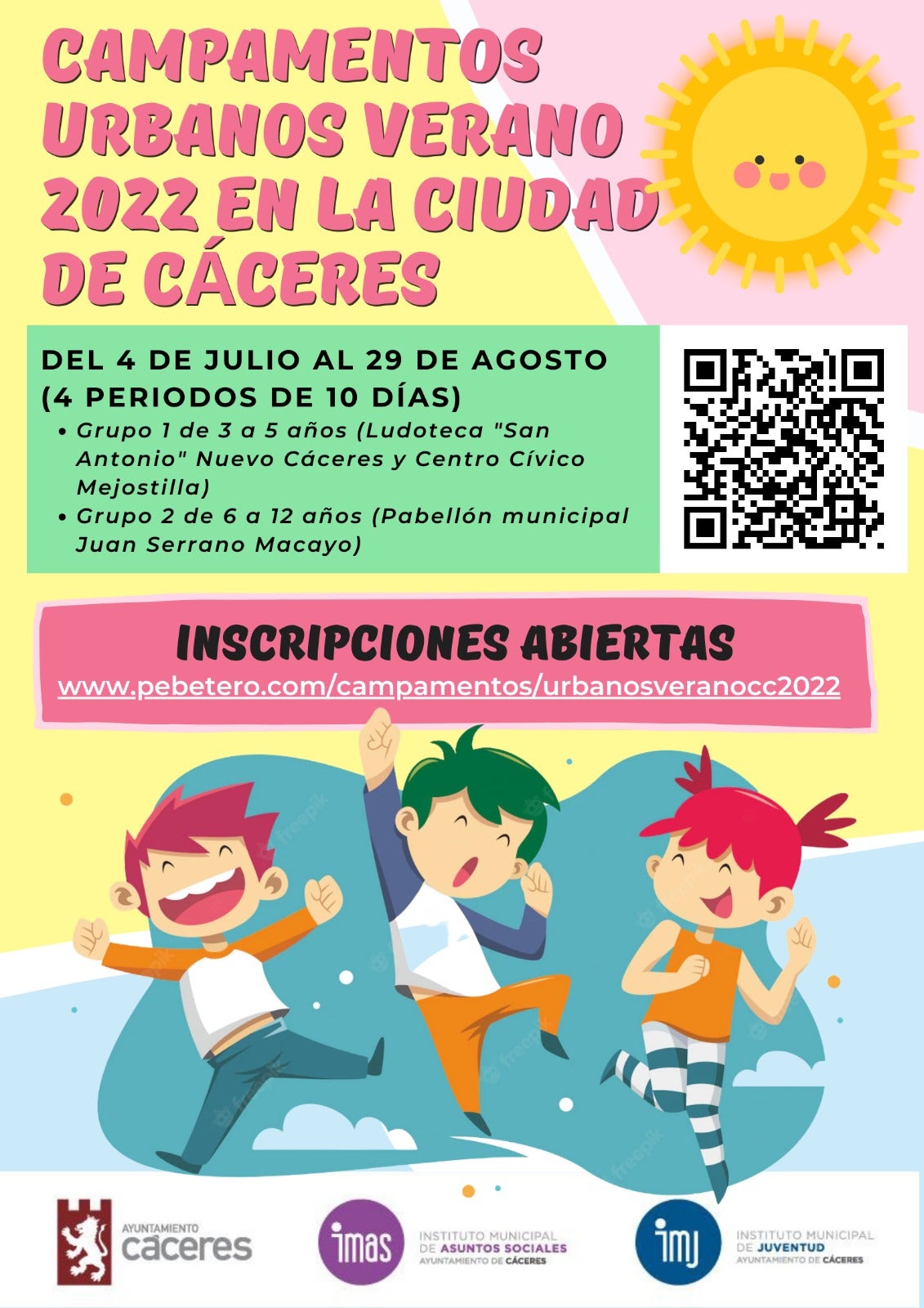 Abierto el plazo de inscripción para los campamentos urbanos de verano dirigido a niños de entre 3 y 12 años Abierto el plazo de inscripción para los campamentos urbanos de verano dirigido a niños de entre 3 y 12 años