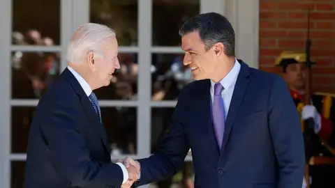 Joe Biden durante su visita a Moncloa para reunirse con Pedro Sánchez Joe Biden llega a Moncloa para reunirse con Pedro Sánchez
