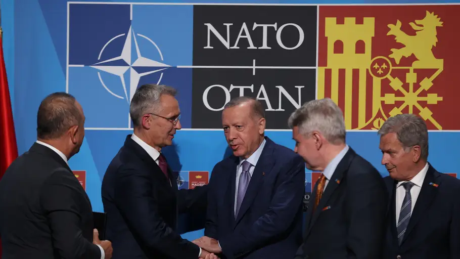 El secretario general de la OTAN, Jens Stolteneberg, y el presidente turco, Recep Tayyip Erdogan; este martes en las instalaciones del IFEMA, en Madrid El secretario general de la OTAN, Jens Stolteneberg, y el presidente turco, Recep Tayyip Erdogan; este martes en las instalaciones del IFEMA, en Madrid