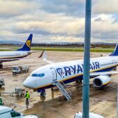 Aviones comerciales de la compañía irlandesa Ryanair en una imagen de archivo