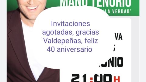 Lleno absoluto para el concierto de Manu Tenorio en Valdepe&ntilde;as