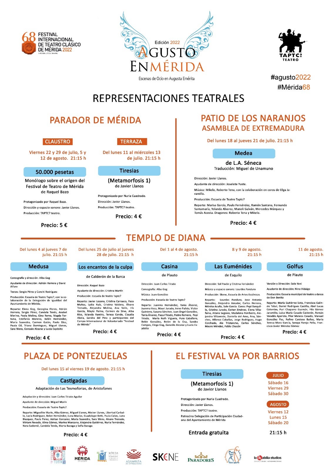 "Agusto en Mérida" vuelve este verano con 9 representaciones y el Festival va por los Barrios "Agusto en Mérida" vuelve este verano con 9 representaciones y el Festival va por los Barrios