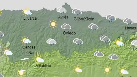 Mapa del tiempo hoy en Asturias 
