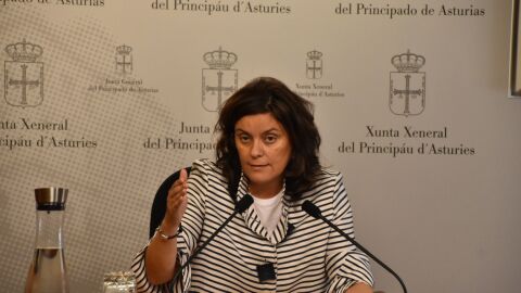 Beatriz Polledo, diputada del PP Asturias, en la sala de prensa de la Junta General del Principado