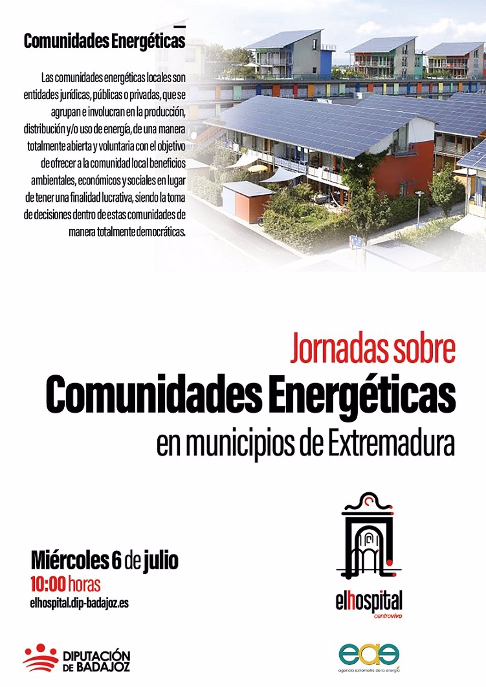La Diputación de Badajoz celebra "Comunidades Energéticas en Municipios de Extremadura" el 6 de julio La Diputación de Badajoz celebra "Comunidades Energéticas en Municipios de Extremadura" el 6 de julio