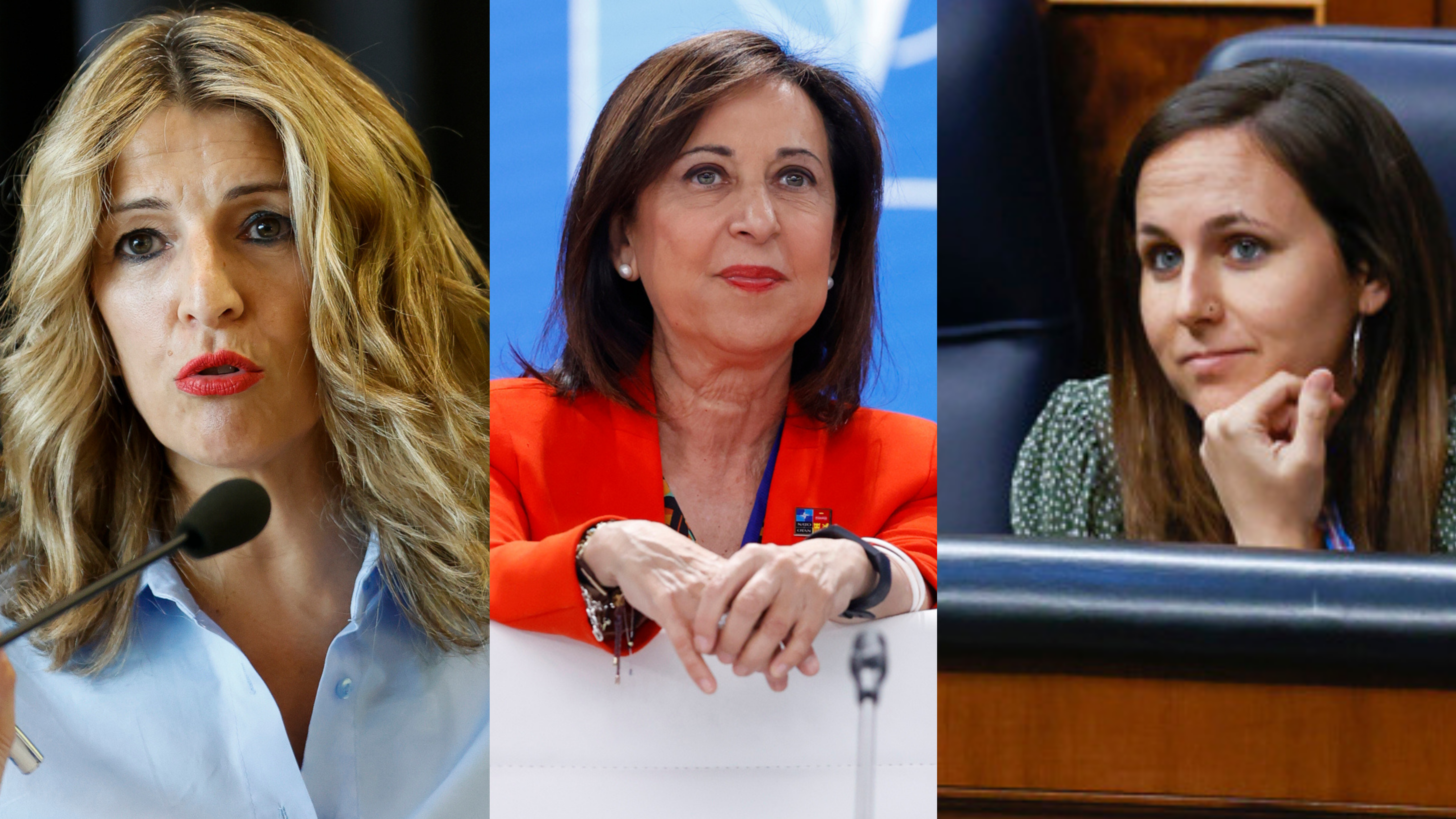 Nuevo enfrentamiento en el gobierno de coalición entre Belarra, Robles y Díaz a cuenta de la subida del gasto militar Nuevo enfrentamiento en el gobierno de coalición entre Belarra, Robles y Díaz a cuenta de la subida del gasto militar