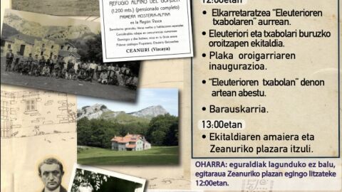 Zeanuri rinde homenaje a Eleuterio Goikoetxea en el centenario del refugio de Egiriñao