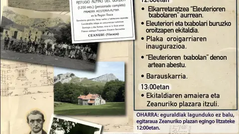 Zeanuri rinde homenaje a Eleuterio Goikoetxea en el centenario del refugio de Egiriñao Zeanuri rinde homenaje a Eleuterio Goikoetxea en el centenario del refugio de Egiriñao