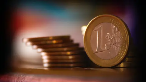 Imagen de archivo de monedas de euro.