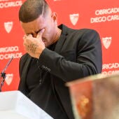 Diego Carlos se emociona en su despedida como jugador del Sevilla.