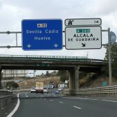 Tramo de la autovía A-92 a su paso por el témino municipal de Alcalá de Guadaíra