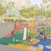 Recreación futuro parque de la Plaza del Cedro de València 