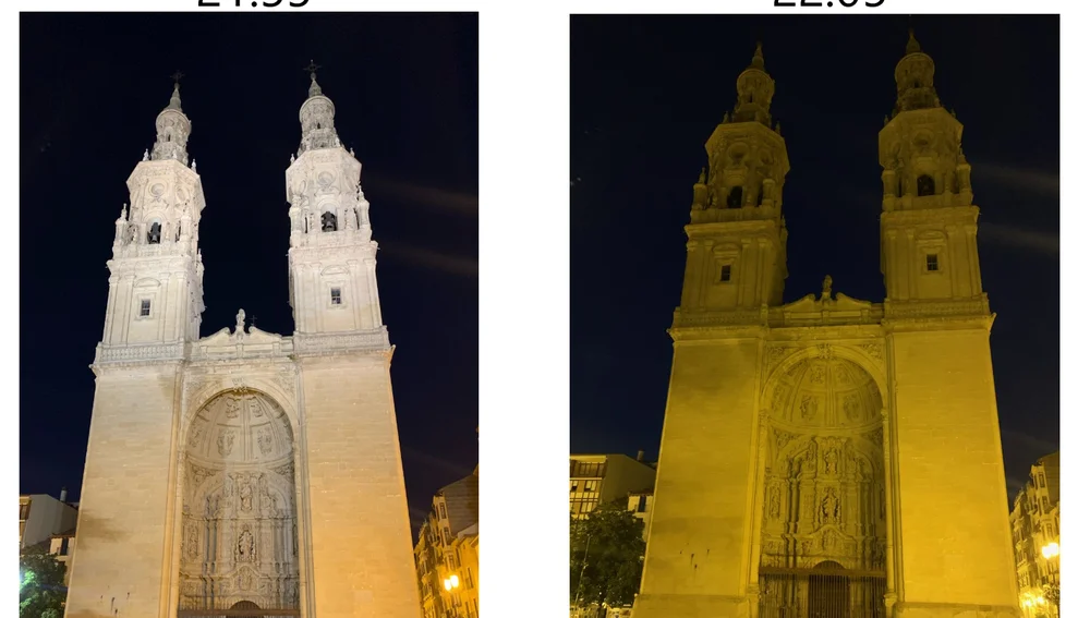 Apagado nocturno de la Catedral de La Redonda (Logroño)