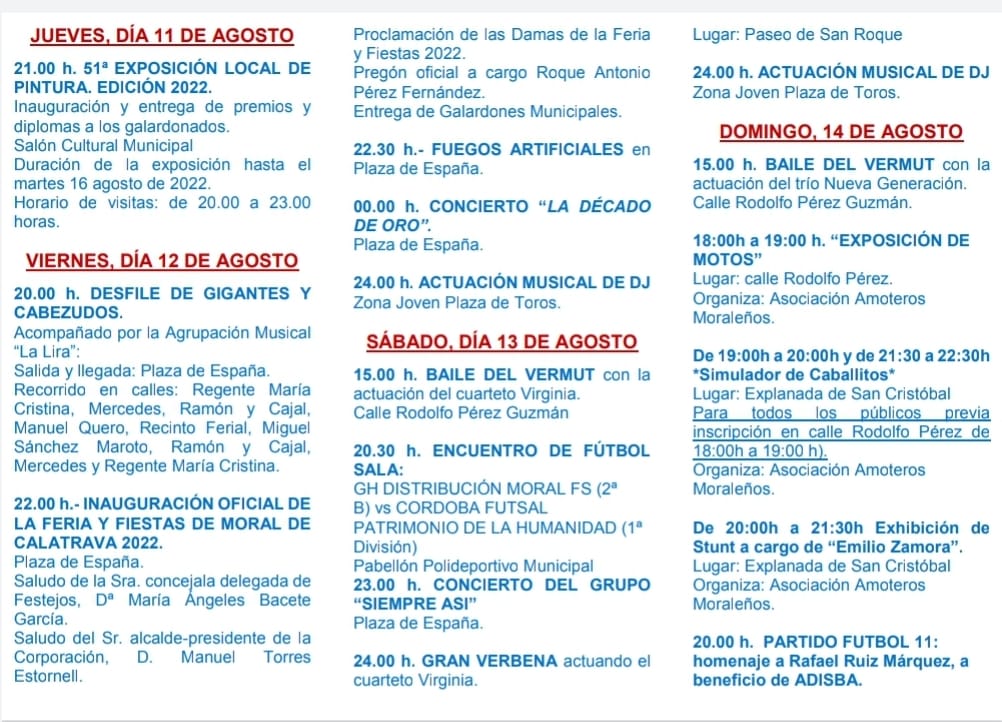 Fiestas Patronales en Moral de Calatrava Fiestas Patronales en Moral de Calatrava