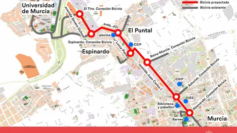 Mapa del trayecto del nuevo carril bici de 3,6 kilómetros de longitud
