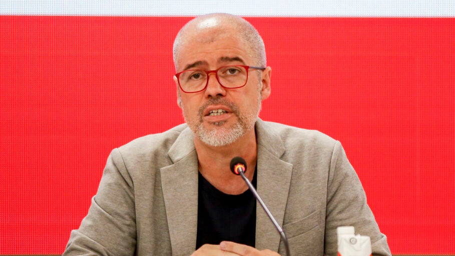 El secretario general de CCOO, Unai Sordo, en rueda de prensa en Madrid