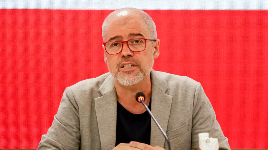 El secretario general de CCOO, Unai Sordo, en rueda de prensa en Madrid El secretario general de CCOO, Unai Sordo, en rueda de prensa en Madrid