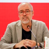El secretario general de CCOO, Unai Sordo, en rueda de prensa en Madrid