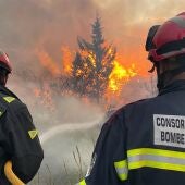 Operativo de bomberos en el incendio de Bejís