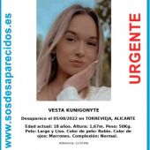 Se busca de forma urgente a uno joven lituana de 18 años desaparecida en Torrevieja  