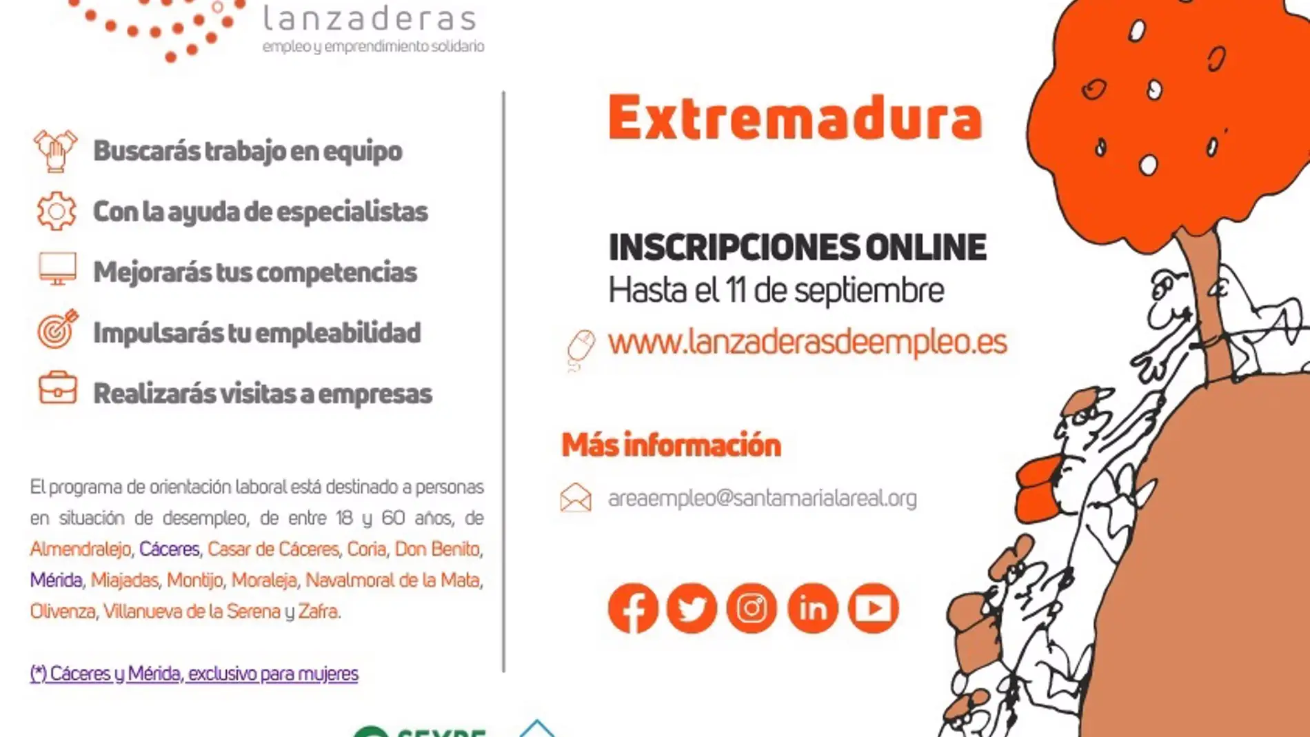 Hasta el 11 de septiembre permanece abierto el plazo para inscribirse en una de las 13 lanzaderas de empleo