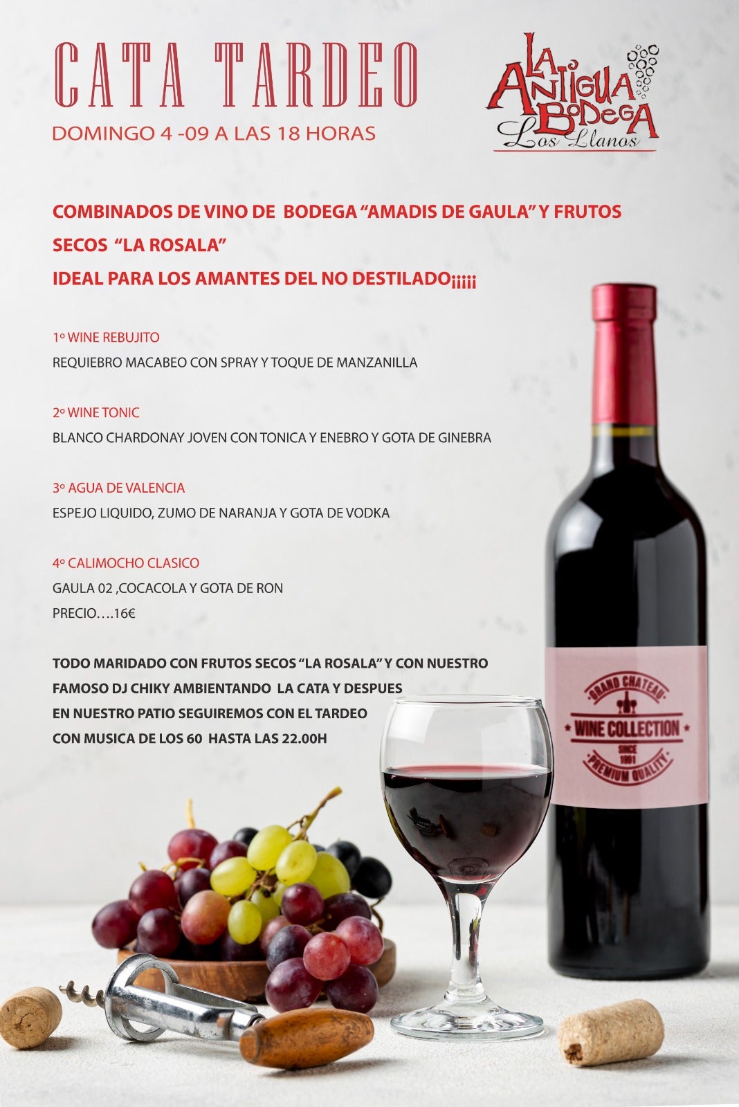 La Antigua Bodega de Los Llanos nos invita a una Cata Tardeo La Antigua Bodega de Los Llanos nos invita a una Cata Tardeo