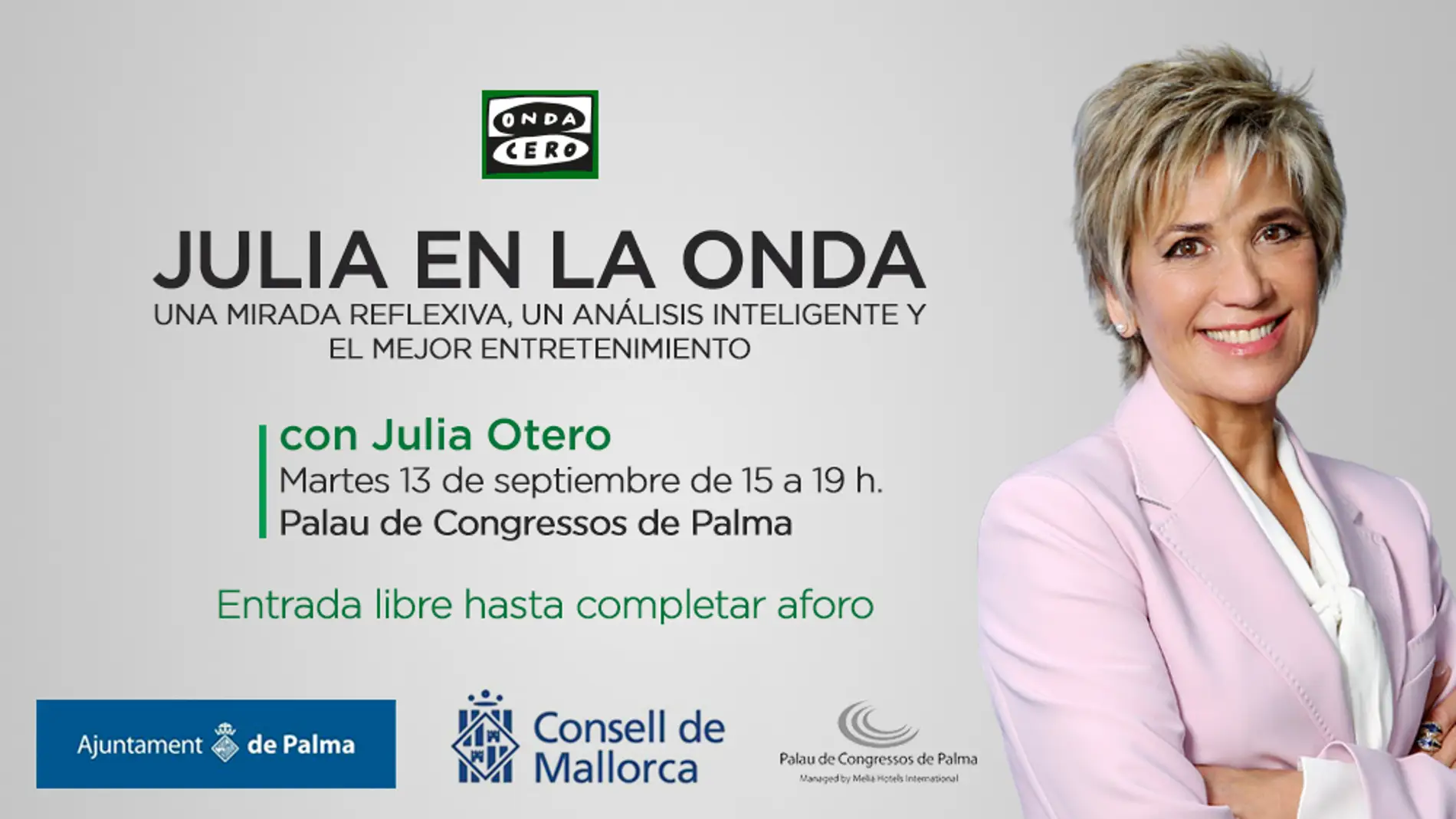 "Julia en la Onda" se realizará en directo desde Palma, el próximo martes 13 de septiembre. 