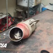 El gato atrapado en la conducción de riego El gato atrapado en la conducción de riego