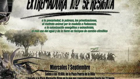 Bajo el lema &quot;Extremadura no se resigna&quot; una treintena de colectivos se manifestarán este miércoles en Mérida