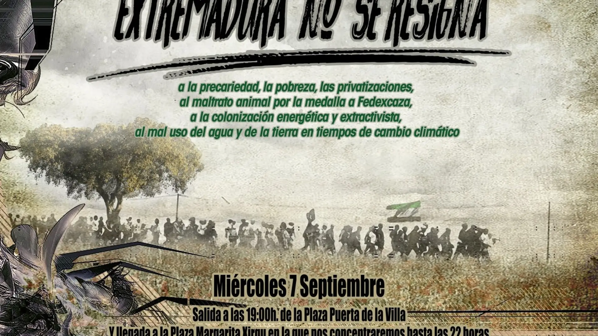 Bajo el lema "Extremadura no se resigna" una treintena de colectivos se manifestarán este miércoles en Mérida