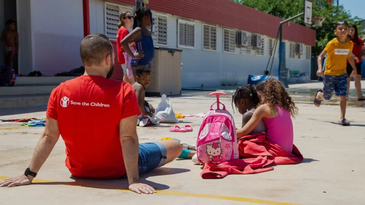 Niños en un patio de colegio Niños en un patio de colegio