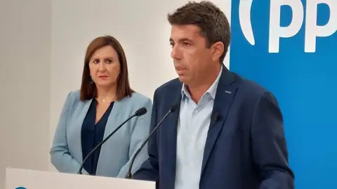 El presidente del PPCV, Carlos Mazón, y la síndica del PPCV en Les Corts, María José Catalá.