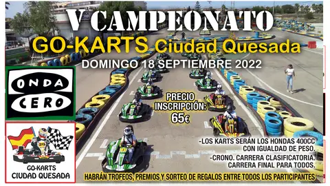 El próximo 18 de septiembre campeonato de karts en Go Karts Ciudad Quesada      