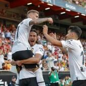 El Valencia celebra un gol ante el Celta