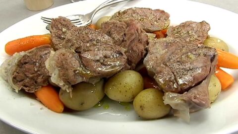 Receta de morcillo de ternera con patatas y verduras