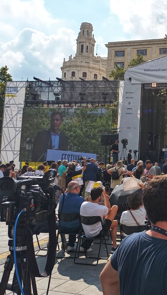 El presidente durante su participación en el acto de elDiario.es