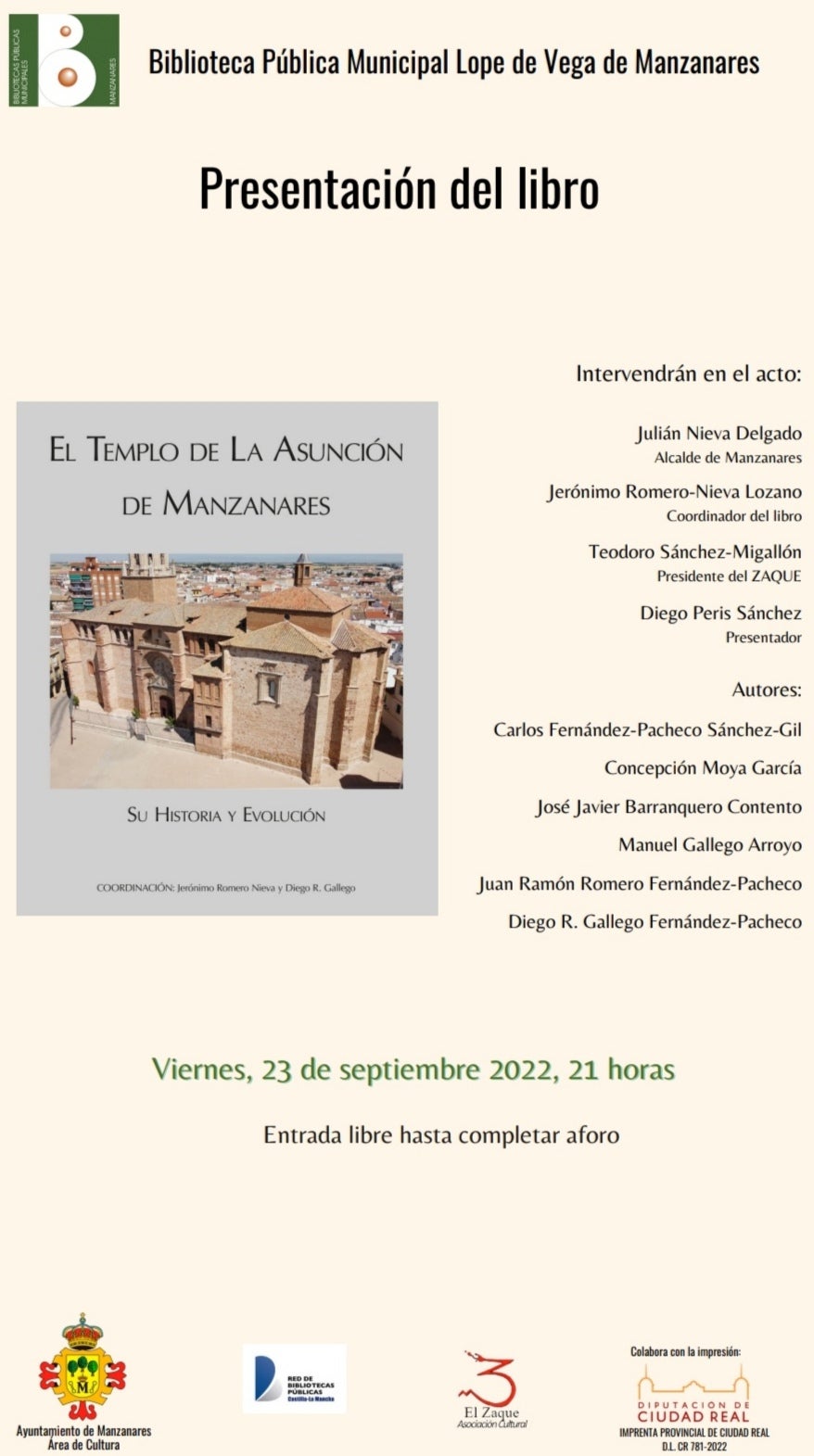Hoy se presenta "El Templo de la Asunción de Manzanares" Hoy se presenta "El Templo de la Asunción de Manzanares"