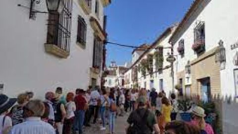 Turistas visitan los patios del Alc&aacute;zar Viejo