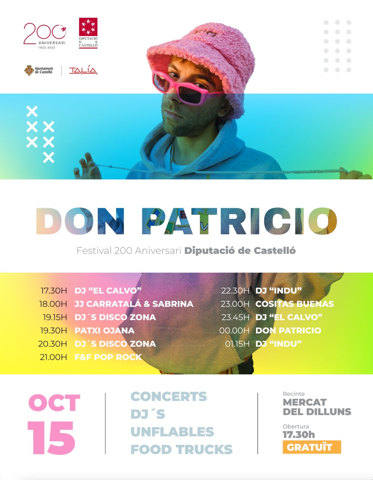 Don Patricio encabeza el festival de música del bicentenario de la Diputación de Castellón Don Patricio encabeza el festival de música del bicentenario de la Diputación de Castellón