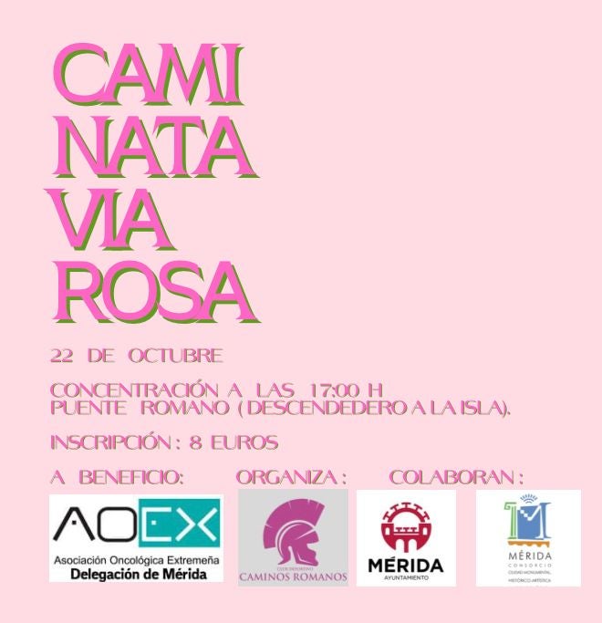 El plazo de inscripción para la "Caminata Vía Rosa" finalizan este martes El plazo de inscripción para la "Caminata Vía Rosa" finalizan este martes