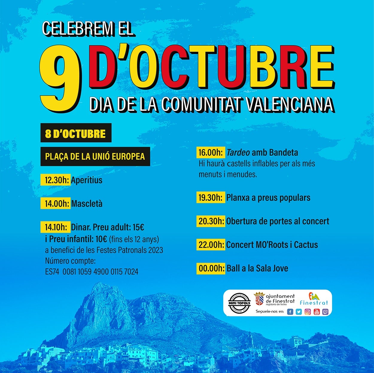 Finestrat celebrará el 9 d'Octubre con una gran fiesta Finestrat celebrará el 9 d'Octubre con una gran fiesta