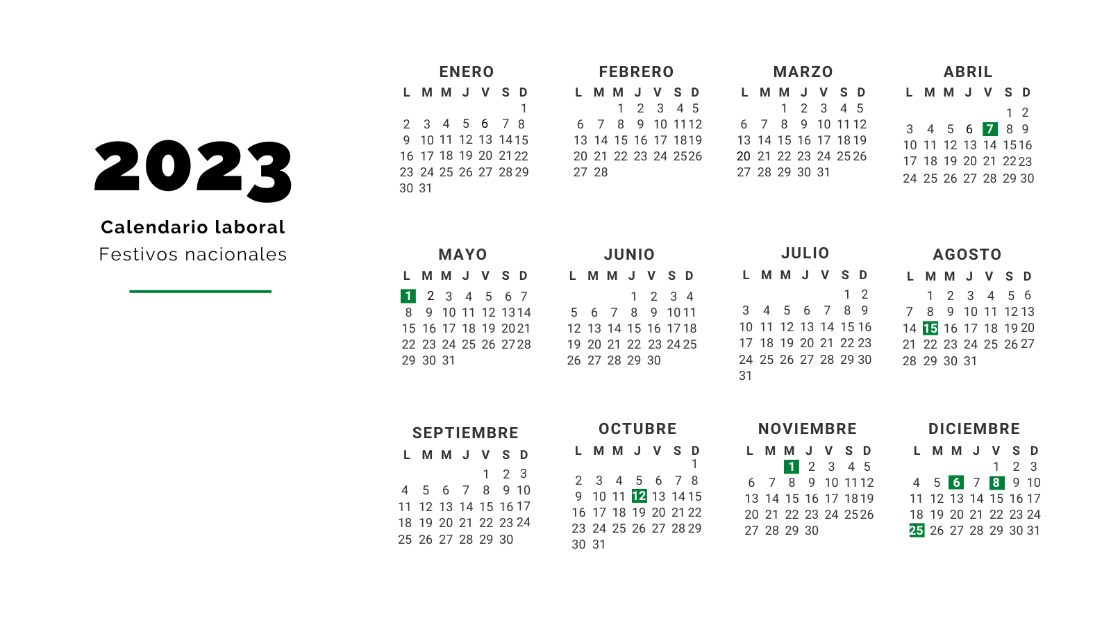 Calendario laboral 2023: Todos los festivos antes y después de Semana Santa Calendario laboral 2023: Todos los festivos antes y después de Semana Santa
