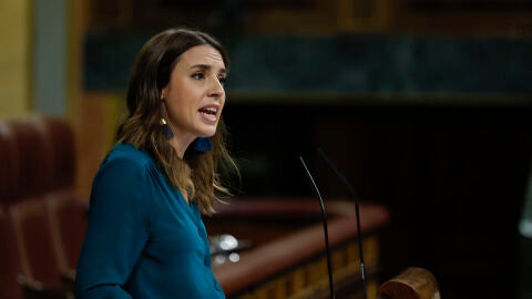 Irene Montero, durante su intervenci&oacute;n en el Congreso de los Diputados sobre la Ley Trans