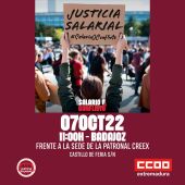 CCOO y UGT se movilizan en Extremadura por un salario digno bajo el lema "Salario o Conflicto"