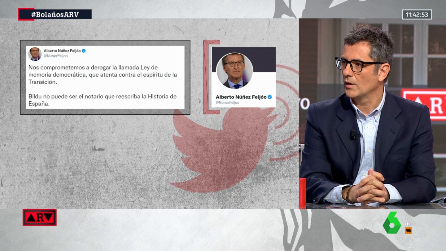 Bolaños "reta" a Feijóo, que quiere derogar la Ley de Memoria: "Que se reúna con las víctimas y se lo diga a los ojos"