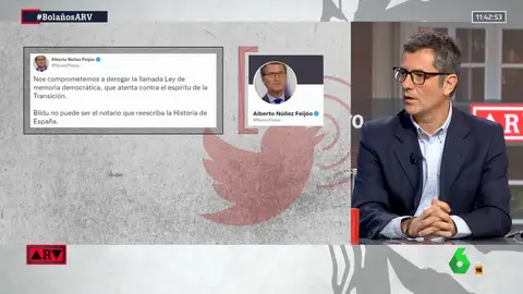 Bolaños "reta" a Feijóo, que quiere derogar la Ley de Memoria: "Que se reúna con las víctimas y se lo diga a los ojos" Bolaños "reta" a Feijóo, que quiere derogar la Ley de Memoria: "Que se reúna con las víctimas y se lo diga a los ojos"