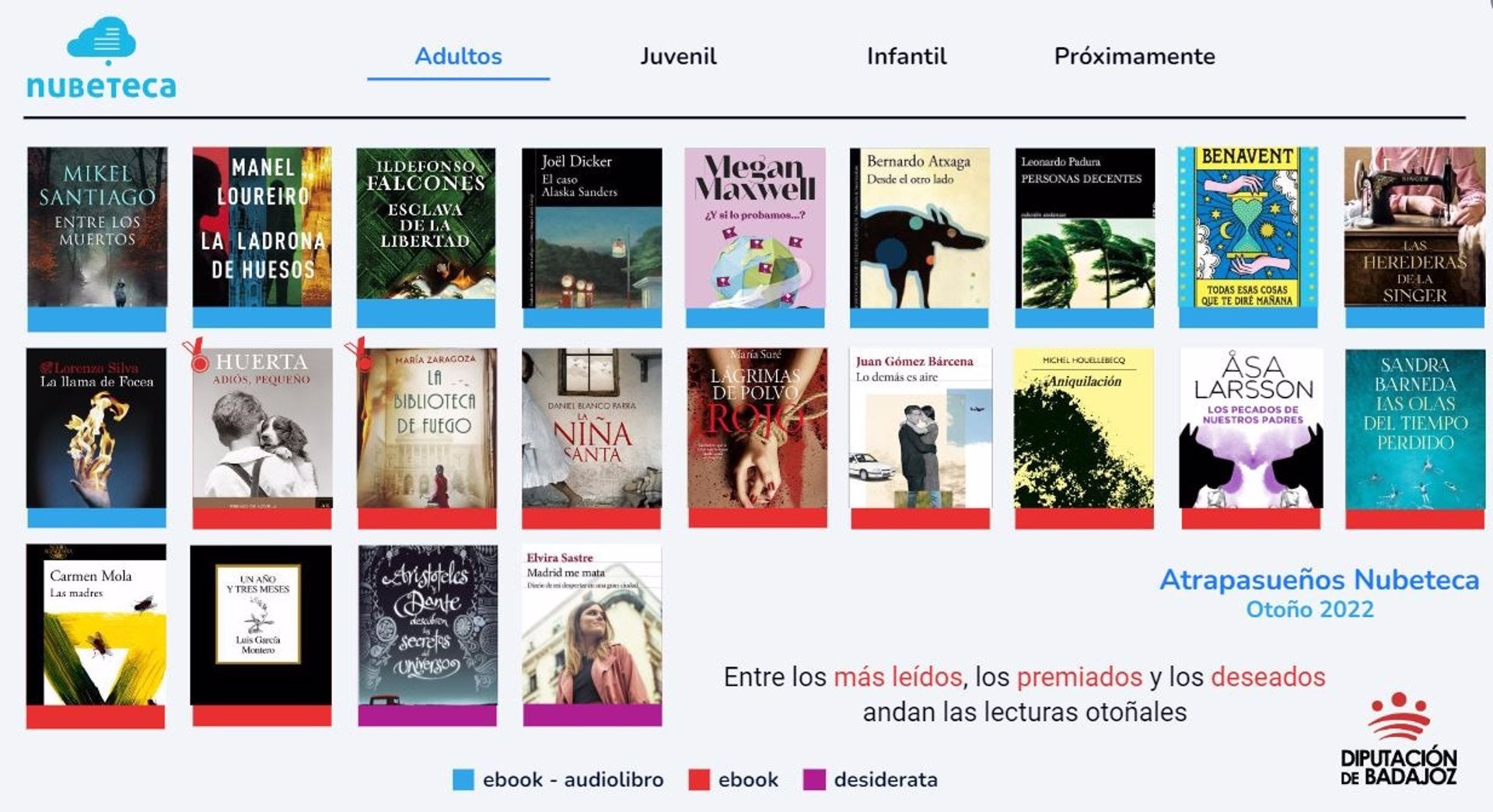 Lo último de Carmen Mola o Luis García Montero, entre las novedades del catálogo digital de la Diputación de Badajoz Lo último de Carmen Mola o Luis García Montero, entre las novedades del catálogo digital de la Diputación de Badajoz