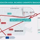 El tramo final de la avenida Ricardo Carapeto en Badajoz tendrá dos carriles por sentido y estacionamiento a ambos lados