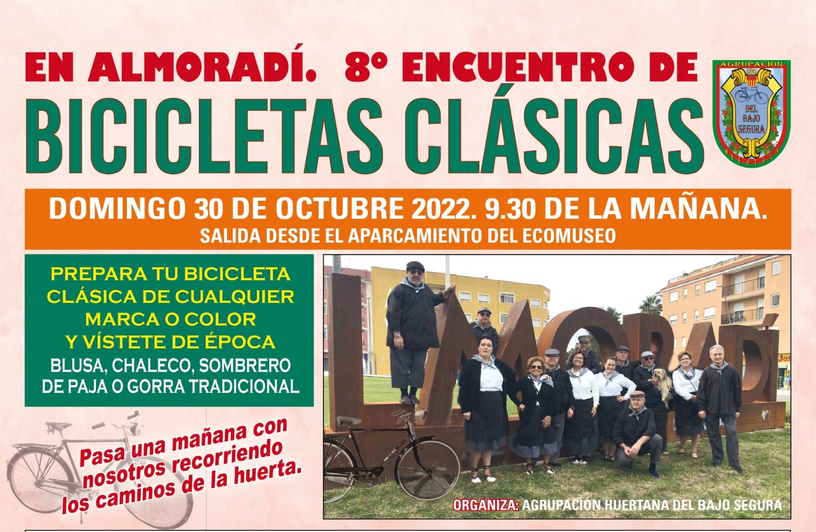 El domingo 30 de octubre, 8º encuentro de bicicletas clásicas en Almopradí El domingo 30 de octubre, 8º encuentro de bicicletas clásicas en Almopradí